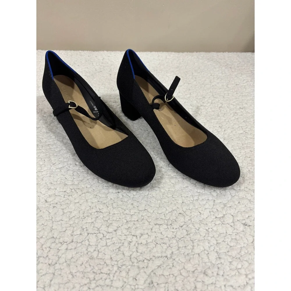 Rothys Womens 13 Black Mary Jane Block Heel Shoes Washable Sustainable Preppy